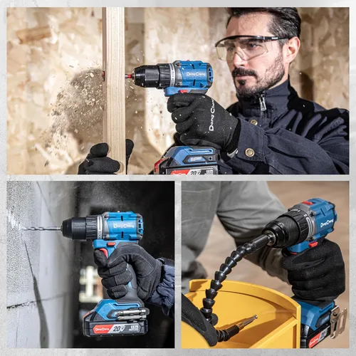 Miniatura 7 de Dong Cheng Taladro de impacto resistente sin escobillas de 20 V, 531 pulgadas, con batería de 2 x 2.0 Ah, portabrocas de metal sin llave de 1/2