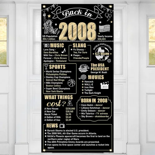 Decoraciones de cumpleaños número 18 para niños y niñas, cartel de puerta de feliz cumpleaños de 18 años, suministros de fiesta, cartel de fondo de