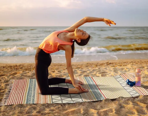 Miniatura 7 de Cifupy Tapete de yoga orgánico hecho a mano con esterilla de yoga de algodón orgánico, alfombra de yoga plegable y antideslizante tejida a mano que