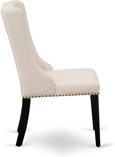 Miniatura 4 de East West Furniture FOP1T01 Forney Parson - Juego de 2 sillas de comedor con botones copetudos y ribete de cabeza de clavo, color crema, juego de 2