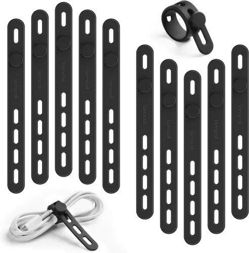 Miniatura 13 de Paquete de 10 Bridas de Cable de Silicona Organizador de Cordones - Lamicall Bridas de Alambre Elásticas para Gestión, Artículos Imprescindibles