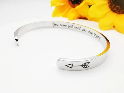 Miniatura 114 de Pulseras inspiradoras para mujer, joyería de acero inoxidable, con refranes, pulsera motivacional con mensaje oculto, pulseras grabadas para mejor