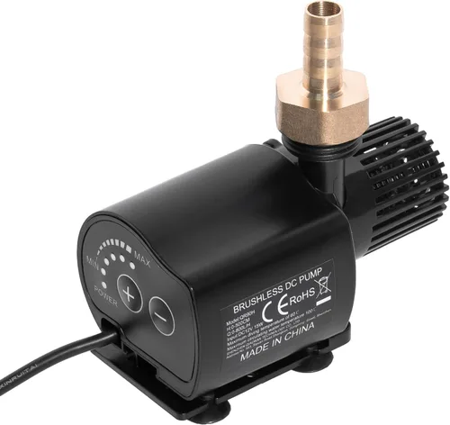 Miniatura 4 de Bomba de agua sumergible de 12 V, flujo ajustable de 210 GPH para acuario/fuente/hidroponía, bomba de CC silenciosa con boquillas de latón