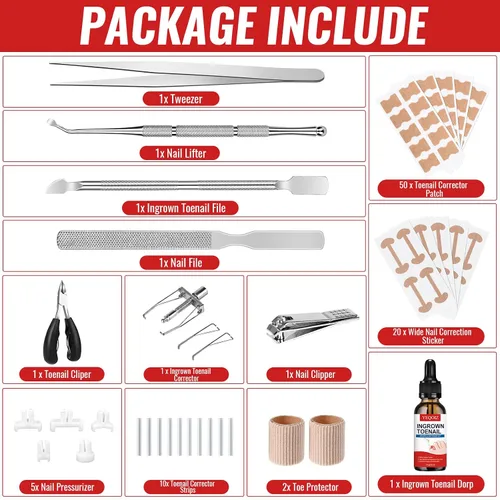 Miniatura 4 de Kit de eliminación de uñas encarnadas, kit de herramientas de uñas encarnadas con corrector de uñas encarnadas, gotas de uñas encarnadas, parche
