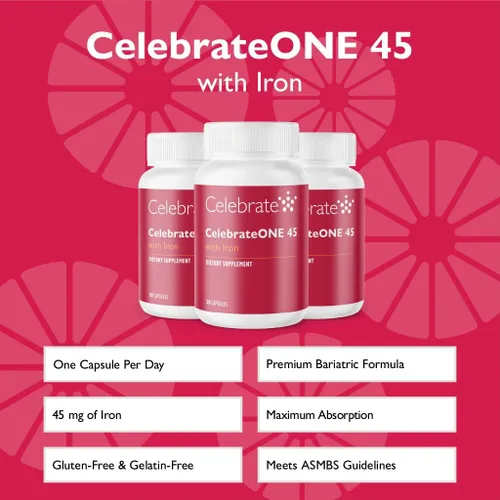 Miniatura 2 de Celebrate Vitamins CelebrateONE 45, 45 mg de hierro, multivitamínico bariátrico una vez al día, vitaminas y minerales esenciales, bypass gástrico