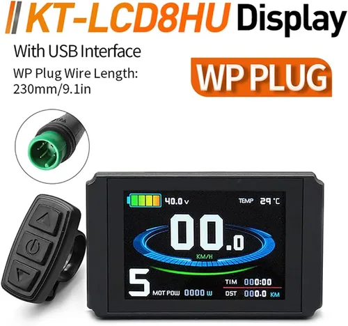 Miniatura 6 de Bicicleta eléctrica 24/36/48V inteligente KT-LCD8H pantalla colorida con enchufe USB E-Bike LCD Panel de control impermeable Accesorios de enchufe