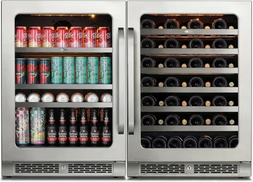 Miniatura 10 de Whynter Refrigerador de vino y bebidas de doble zona de 24 pulgadas, 20 botellas, 60 latas, refrigerador de vino con puerta de vidrio, enfriador