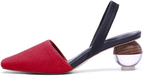 Miniatura 7 de Fericzot Mule Shoes Sandalias esféricas de tacón transparente Zapatillas de punta cuadrada Slip On Bombas Slingback Zapatos de vestir de boda