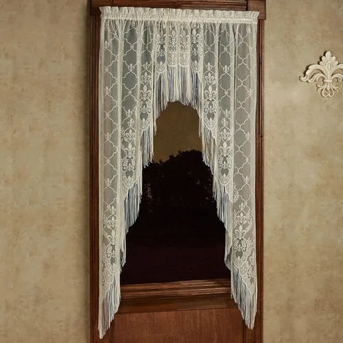 Miniatura 5 de Touch of Class Panel de cortina victoriana de encaje Fleur de Lis para ventana de poliéster - Oro antiguo - Panel de estilo europeo para ventanas