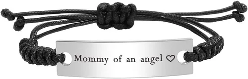 Miniatura 3 de Pulsera grabada con texto en inglés "Daddy Mommy of an Angel", para pérdida de bebé, para pérdida de bebé