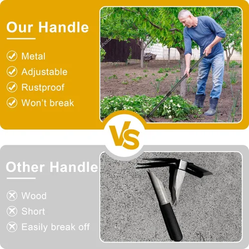 Miniatura 6 de Azada y Cultivador - Mango Largo de 45" - Azada de Jardín de Servicio Pesado, Azada de Pie, Herramientas de Jardín Duraderas, Azada de Cultivador