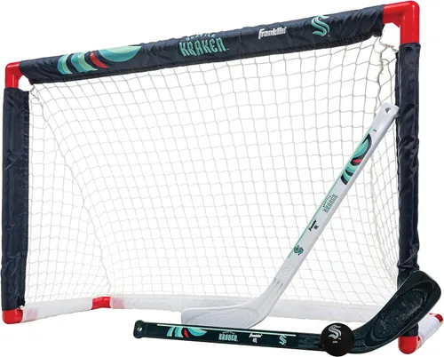 Miniatura 20 de Franklin Sports NHL - Juego de mini hockey para niños, portería de hockey sobre rodilla, pelota + 2 palos, juego de juguetes para interiores