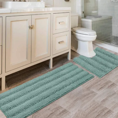 Miniatura 135 de H.VERSAILTEX - Alfombras de baño, juego de 2 piezas, alfombra de contorno para baño, juego de alfombras para inodoro, alfombra antideslizante