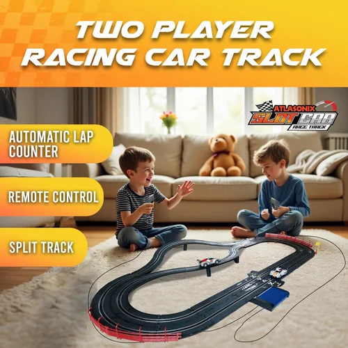 Miniatura 5 de Slot Car Race Track Sets - Juego de pistas de carreras eléctricas, 4 pistas de autos de alta velocidad para niños, auto de control remoto, juguetes