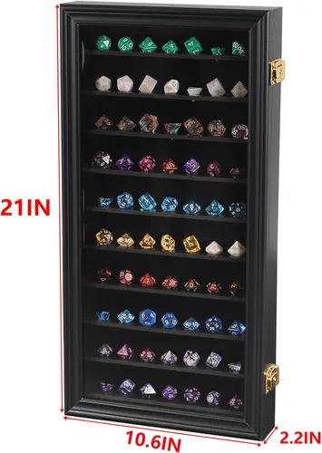 Miniatura 4 de HOROW Estuche grande de exhibición de dados DND poliédricos hexagonales con bloqueo con 98% de protección UV, organizador de dados