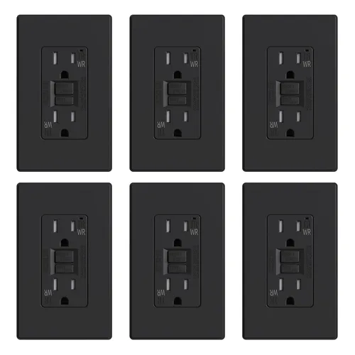 Miniatura 45 de ELEGRP Salida GFCI para Exteriores, Receptáculo GFI Eléctrico de Autoprueba de 15 Amperios con Diseño Más Delgado, Receptáculo GFCI Resistente a