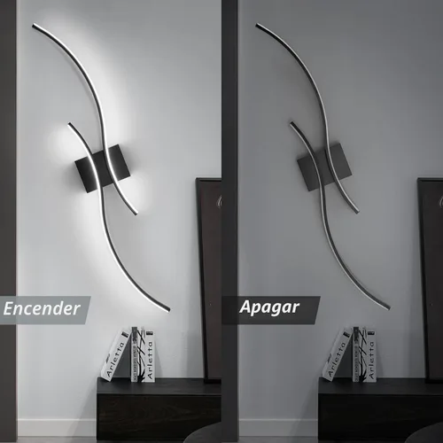 Miniatura 5 de CANEOE Moderna lámpara LED de pared, 39 pulgadas, aplique de pared LED negro para interiores, accesorios de tocador de baño sobre espejo para sala