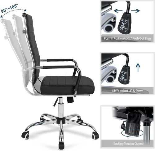 Miniatura 5 de Silla de oficina en casa acanalada, sillas modernas de cuero para sala de conferencias, silla ergonómica de escritorio de oficina, silla ejecutiva