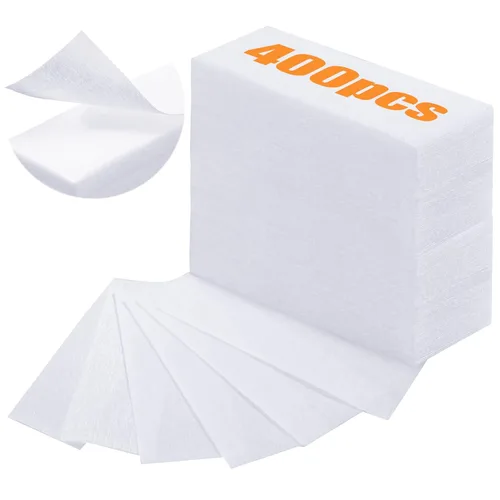 Blulu 400 tiras de cera no tejidas para todo tipo de piel, depilación facial y corporal, tiras de papel encerado para piernas, pecho, espalda, área