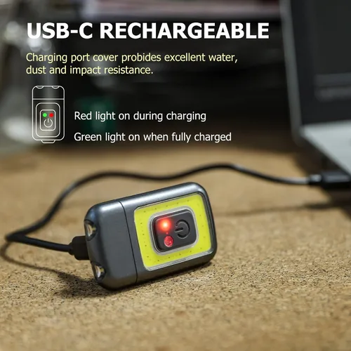 Miniatura 5 de Molrebe Paquete de 2 luces de carrera de 800 lúmenes, luces recargables con clip con iluminación roja/verde, visión nocturna, 5 modos, luz LED