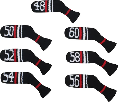 Miniatura 8 de Scott Edward 1/7/10 piezas de fundas de cabeza de palos de golf de punto para hierros, cuña y básicamente forma de calcetines, protector de cabeza