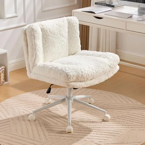 Miniatura 20 de Silla de escritorio, moderna silla de oficina en casa tapizada de terciopelo, sillas de escritorio giratorias de 360° sin brazos, sillas ergonómicas