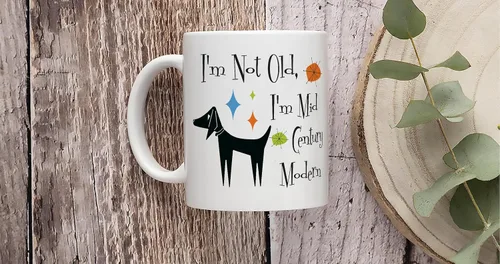 Miniatura 3 de Taza de cocina moderna con texto en inglés "I'm Not Aged, I'm Mid-Century Canine Enthusiast", taza de cerámica blanca de 11 onzas para cocina