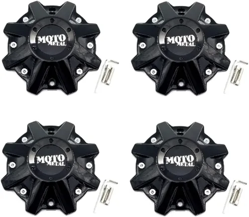 Paquete de 4 tapas centrales Moto Metal Wheels MO479L214GBO MO 497L214 color negro brillante