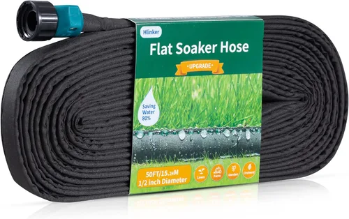Miniatura 12 de Hlinker Manguera de remojo plana de 15 pies para camas de jardín, manguera de riego por goteo constante enlazable de 15 pies y 1/2 pulgadas, ahorra