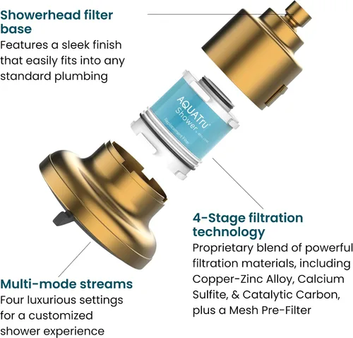 Miniatura 3 de AquaTru Shower - Filtro de ducha avanzado que elimina las impurezas del agua dura para apoyar la piel saludable, cuero cabelludo, cabello, reducir