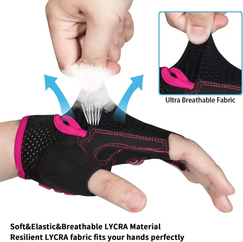 Miniatura 4 de MOREOK Guantes de ciclismo para hombres y mujeres almohadilla de gel transpirable antideslizante de 0.197in Guantes de ciclismo de medio dedo