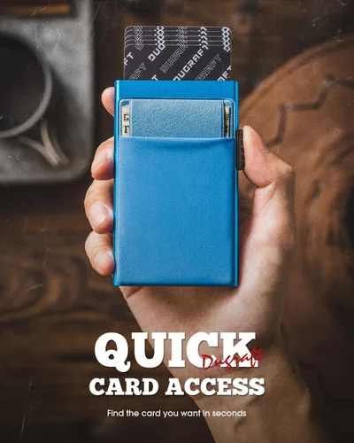 Miniatura 2 de DUGRAFT Tarjetero para tarjetas de crédito con bolsillo para dinero, minimalista, delgado, de aluminio, de metal, para hombres, con bloqueo RFID