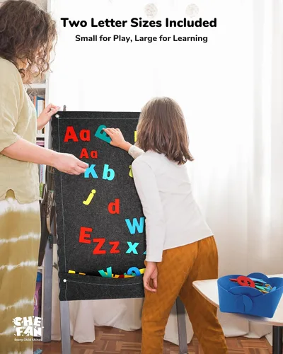 Miniatura 3 de CHEFAN Tablero de letras de fieltro para niños pequeños, tablero de franela grande de 45 x 25 pulgadas para pared, letras mayúsculas y minúsculas
