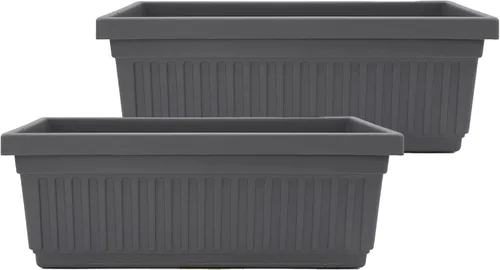 Miniatura 16 de The HC Companies Macetero veneciano de 18 pulgadas con tapón de drenaje, macetas de plástico ligero resistente a los rayos UV para interiores y Negro