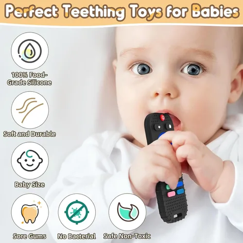 Miniatura 2 de Juguetes de dentición para bebés de 3 a 6 a 12 meses, mordedor sensorial de silicona, control remoto y controlador de juego, juguete de alivio