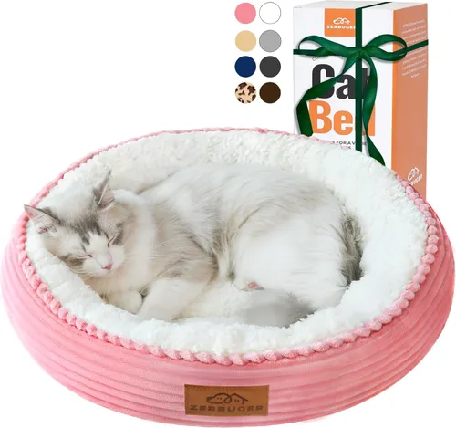 Zerbuger Camas lavables de 20 pulgadas para gatos de interior, cama redonda en forma de dona para mascotas, para gatos, perros pequeños, cachorros y