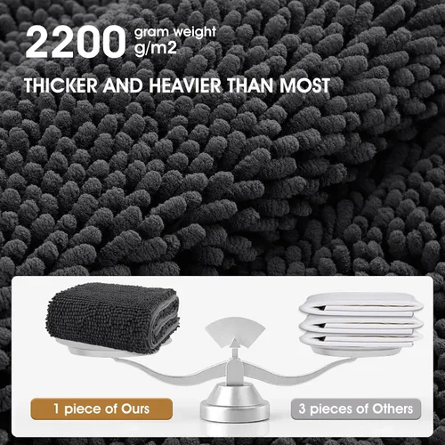 Miniatura 9 de IM HOME Felpudo absorbente de chenilla para exterior de 30" x 20", tapetes lavables para perros con patas fangosas, tapete antideslizante para Gris