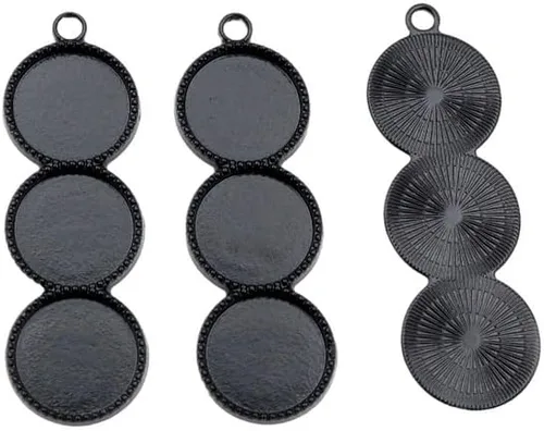 Miniatura 9 de Kentuckiz - 10 unidades de 0.472 in de tamaño interior de tres camafeo cabujón base en blanco colgante bandejas bisel diy collar colgante joyería Oro