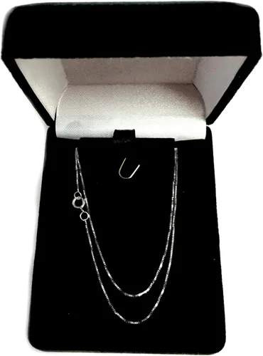Miniatura 4 de Jewelry Affairs Collar de cadena estilo caja de oro macizo real de 14 quilates, 0.018 in