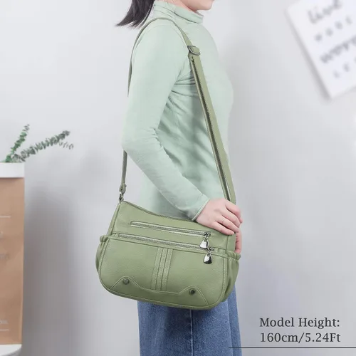 Miniatura 2 de Bolso de hombro de piel sintética suave para mujer, bolso cruzado con múltiples bolsillos, bolso mediano y espacioso, bolso de moda con asa superior