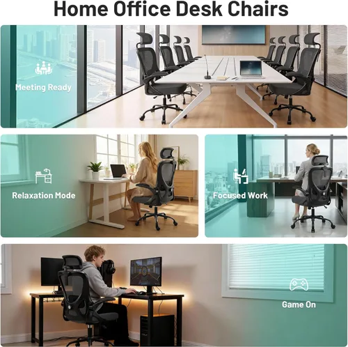 Miniatura 9 de AreShark Silla de oficina – Silla de escritorio ergonómica de malla transpirable con reposacabezas 2D y soporte lumbar ajustable – Silla ejecutiva