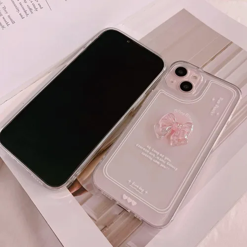 Miniatura 8 de Ownest Compatible para iPhone 7/iPhone 8/iPhone SE Linda Funda de 3D Rosa Moño Delgado Transparente Diseño Estético Protección para Lente de Cámara