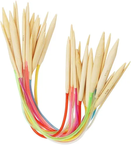 Miniatura 5 de Marhynchus 18 piezas de doble punto, herramientas de tejer bordado, agujas de tejer de bambú, juego de agujas de tejer circulares, tubo colorido