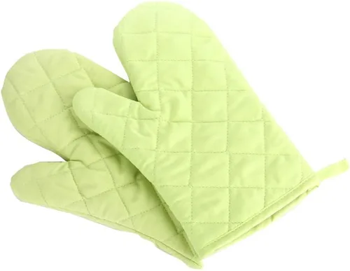 Miniatura 7 de Guantes para horno, guantes de cocina premium resistentes al calor de algodón y poliéster acolchados de gran tamaño tipo manopla, 1 par rosa