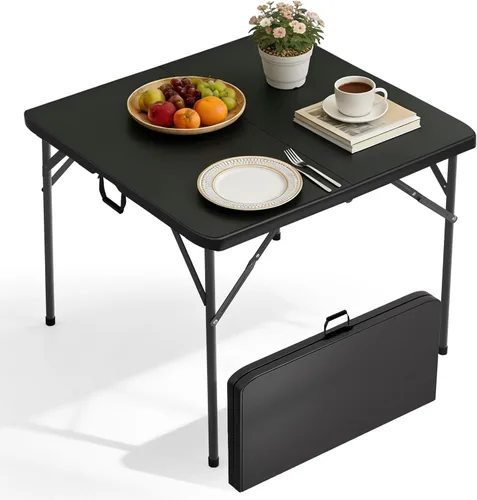 Miniatura 9 de Mesa Plegable de 6 Pies de Plástico Resistente Plegable con Asa de Transporte para Fiesta de Jardín, Picnic, Camping, Barbacoa, Comedor, Cocina