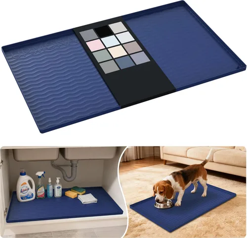 Miniatura 126 de URMONA Tapete de silicona impermeable para debajo del fregadero, 34 x 22 pulgadas, forro para estante de cocina y baño, protector de gabinetes