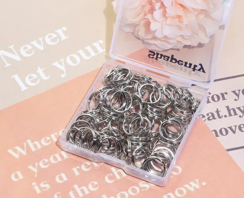 Miniatura 4 de Shapenty Mini llavero de metal dividido con cadena de eslabones para llaves de oficina en casa, organizadas, fabricación de joyas, pestañas con Plata