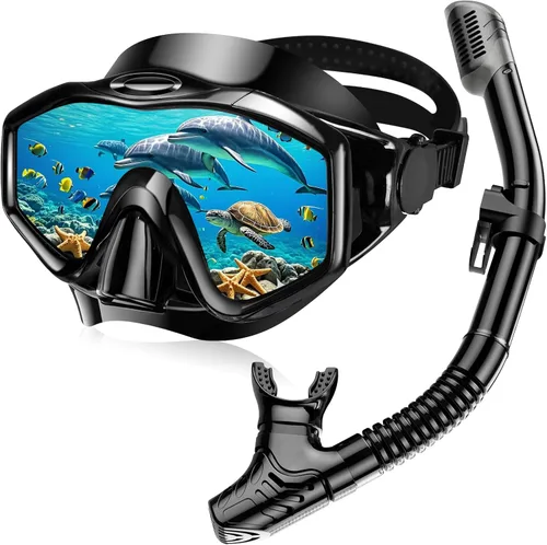 Juego de snorkel para adultos, paquetes de esnórquel panorámico antivaho con esnórquel seco y gafas de natación para buceo, natación y esnórquel