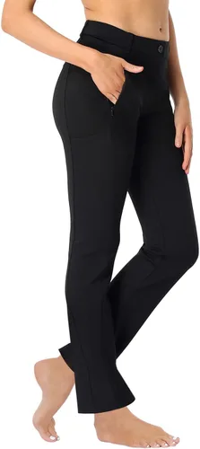 Miniatura 5 de HDE Pantalones de yoga para mujer, pierna recta, pantalones de meter con 8 bolsillos