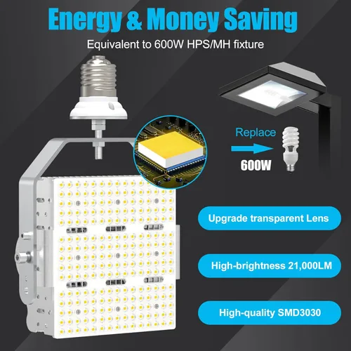 Miniatura 3 de 150W LED Retrofit para HID Shoebox Wall Pack Canopy 21,400 lúmenes 400W/450W/550W Haluro de metal igual 5700K luz diurna E39 Mogul Base para lámpara